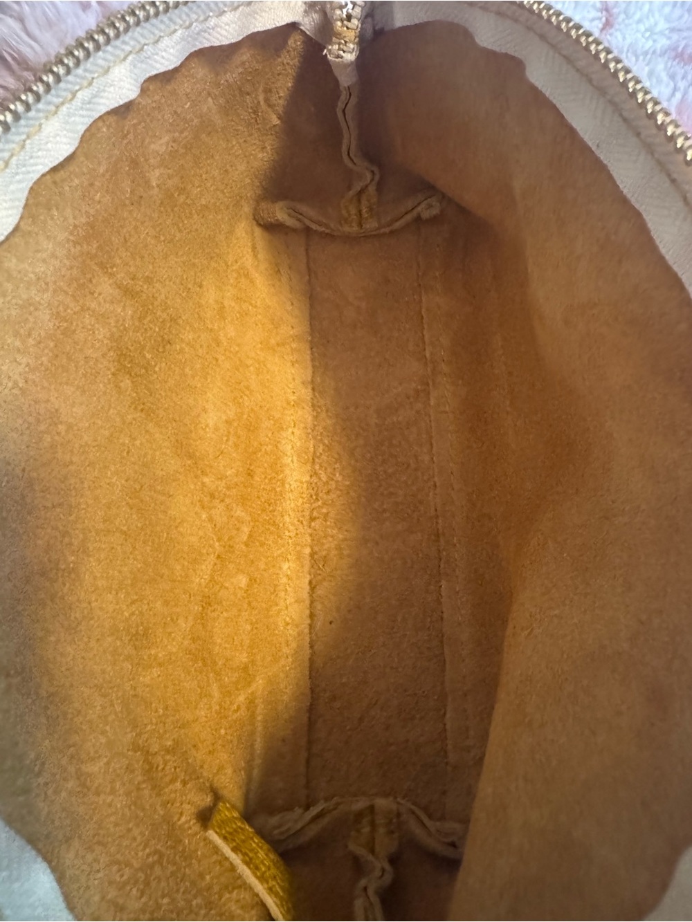 Pebbled Yellow Leather Cosmetic Pouch - Picture 3 of 4